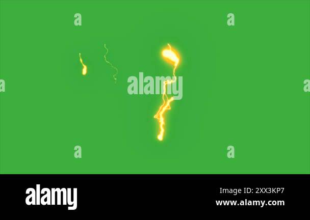 Animation video loop electric lightning on green screen background ...