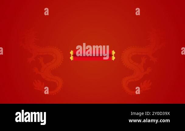 Chinese paper scroll roll out template frame animation. Chinese ...