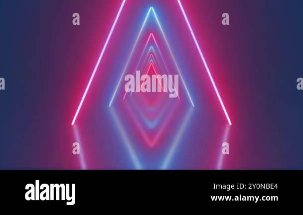 Triangle tunnel neon cyberpunk tunnel abstract loop motion background ...