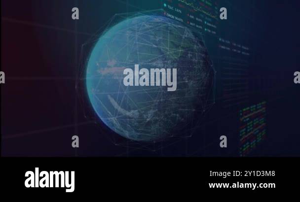 Global data visualization and coding animation over rotating digital ...