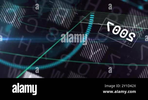 Processing digital data with futuristic interface, numbers, and world ...