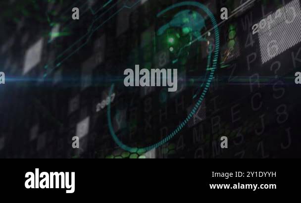 Digital world map and data processing animation over futuristic ...
