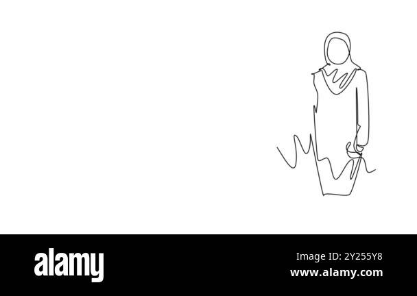 Animated self drawing of continuous line group of Arab women hugging ...