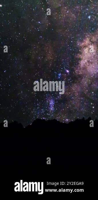 Milky Way, trail star galaxy and stars moving across night sky ...