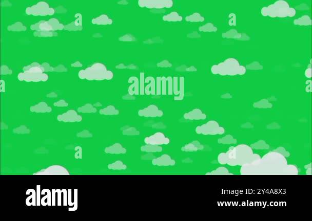 Cartoon flying up clouds isolated on chroma key green screen ...