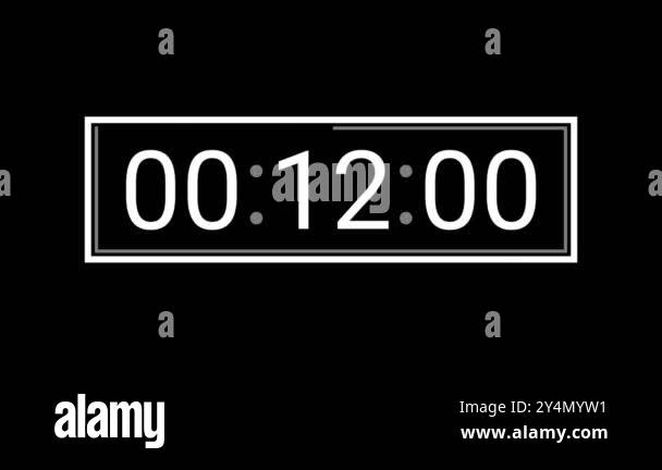 15 seconds countdown timer digital clock on black background suitable ...