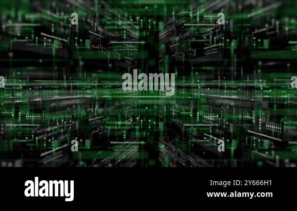 4K Futuristic background with digital data code and HUD elements ...