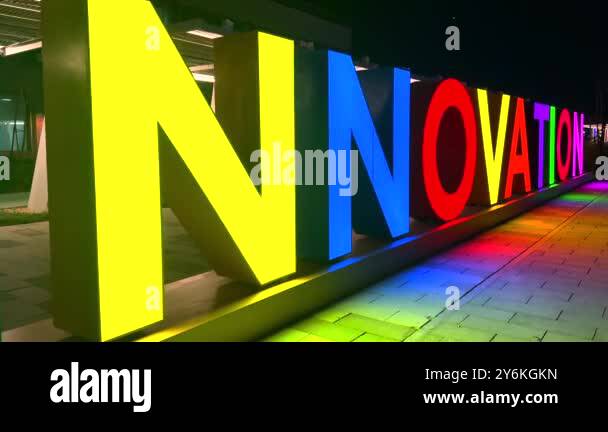 Innovation shines bright in urban spaces bold colors representing ...