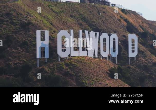 Aerial view of the Hollywood Sign - an American landmark and cultural ...