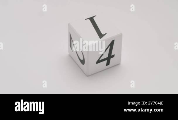 Seamless looping animation of a white cube rotating on a white ...