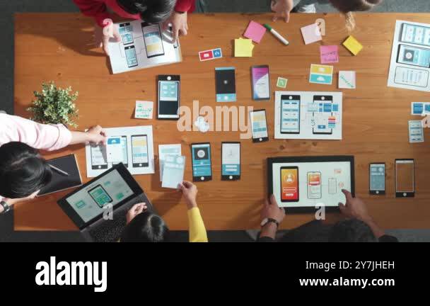 Top view of smart software developer planning software development ...