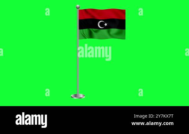 Libya flag waving 3d rendered animation green screen 4k Stock Video ...