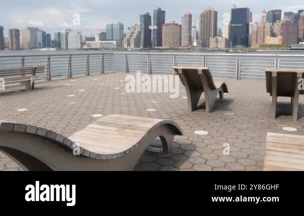 Picture of New York City waterfront skyline, Manhattan Midtown buildings ...