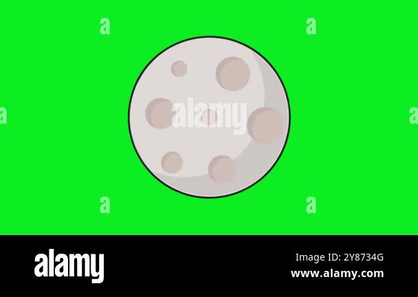 2d animated cartoon The moon is rotating around itself in green screen ...