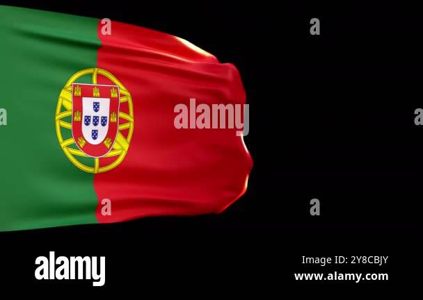 Flag of Portugal on a transparent background 3d animation 4k alpha ...