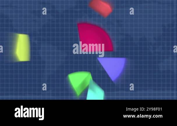 Animation of circle diagram and data processing over world map ...