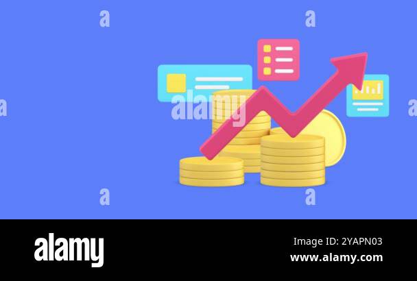Financial growth analyzing profit increase efficient business 3d icon ...