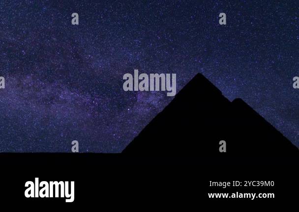 Egypt Silhouettes of Pyramids and Milky Way Galaxy in the Night Sky ...