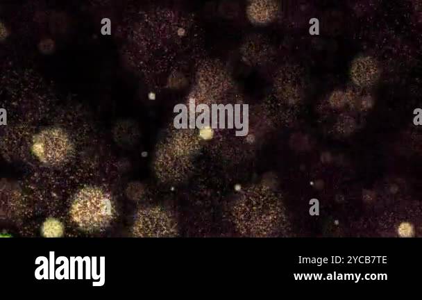 Loop glow firework particles falling down animation on black abstract ...