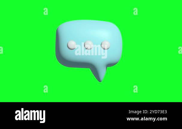 Message Box Greenscreen New message. Speech bubble 3d render. Elements animation. Green screen ...