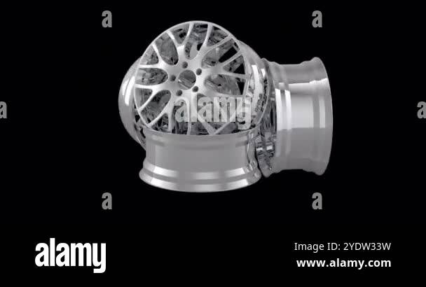 Chrome car alloy tyre rims, rotation animation, seamlessly loopable. 3D ...
