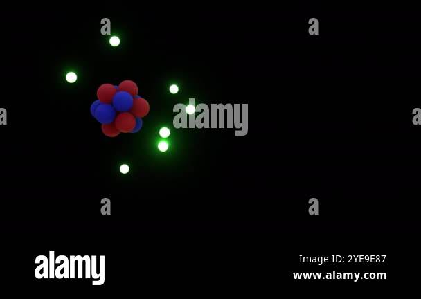 Moving atom with electrons on transparent background alpha channel 3d ...