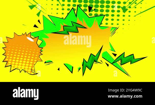 Cartoon green and yellow background animation, comic book backdrop ...