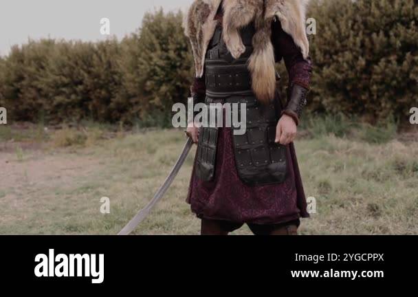 Barbarian warrior with a sword in his hand Stock Video Footage - Alamy