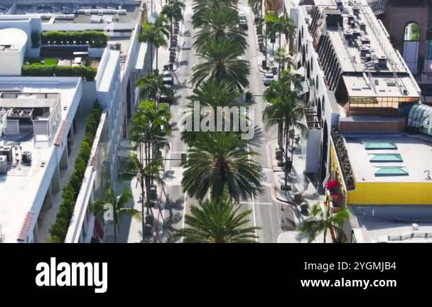 This stunning aerial shot captures Rodeo Drive in Beverly Hills ...