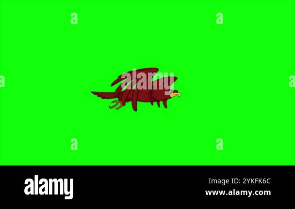 2d Animation Of A Maroon Eagle Flying In Place With A Repetitive