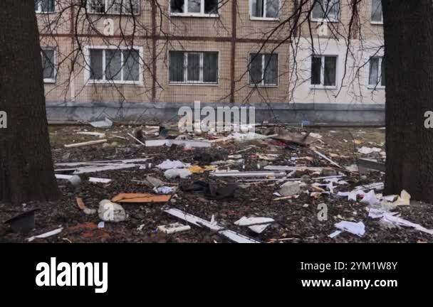 Consequences of a house explosionafter a missile attack. Rocket attack ...