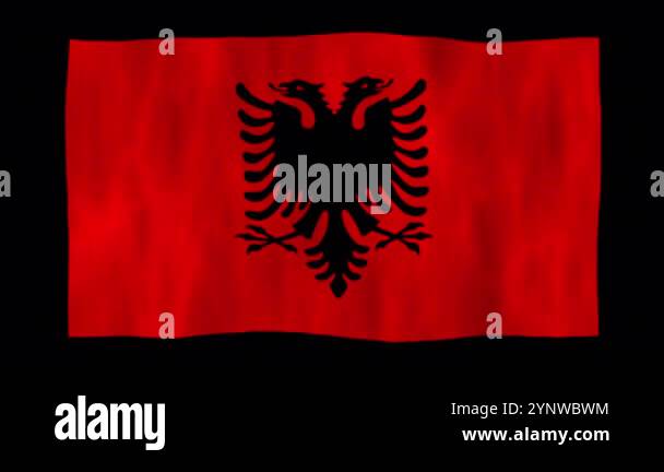 Looping animation of a waving 3D Albania flag with alpha channel Stock ...