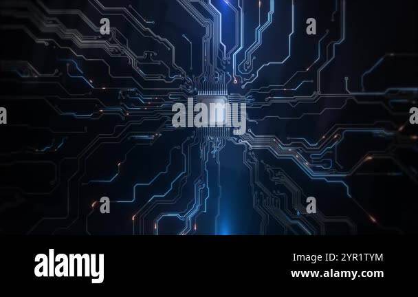 3D animation of digital chip Central Computer Processors CPU ...