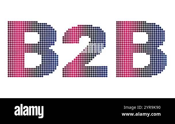 Animated B2B text and motion effect title with dots on white background ...