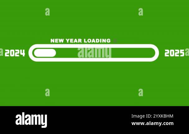 Loading 2024 to 2025 progress bar green screen Animation. Happy new ...