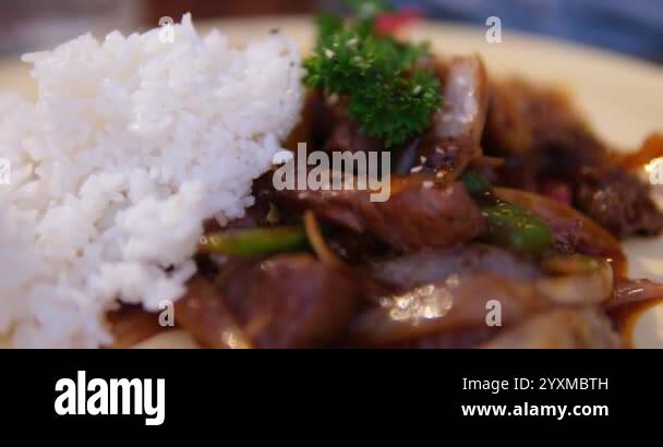 Appetizing dish of healthy Asian cuisine, featuring a serving of rice ...