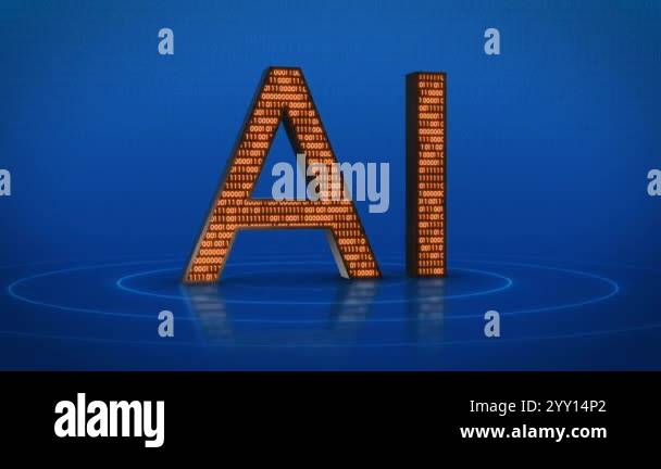 Digital AI Text with Binary Code Stock Video Footage - Alamy
