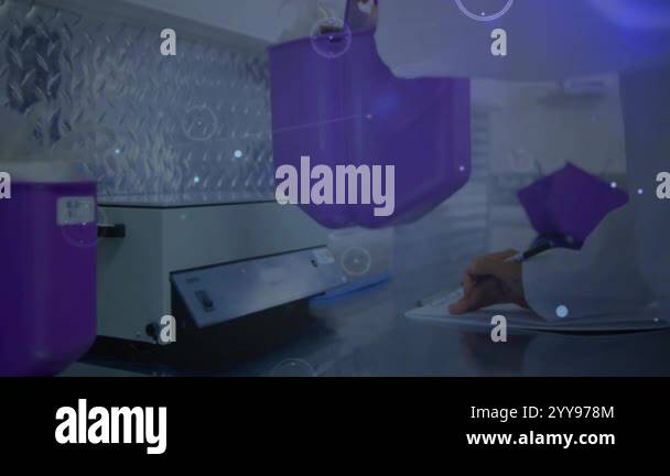 Lab Containers Animation Processing scientific data animation over laboratory equipment and ...