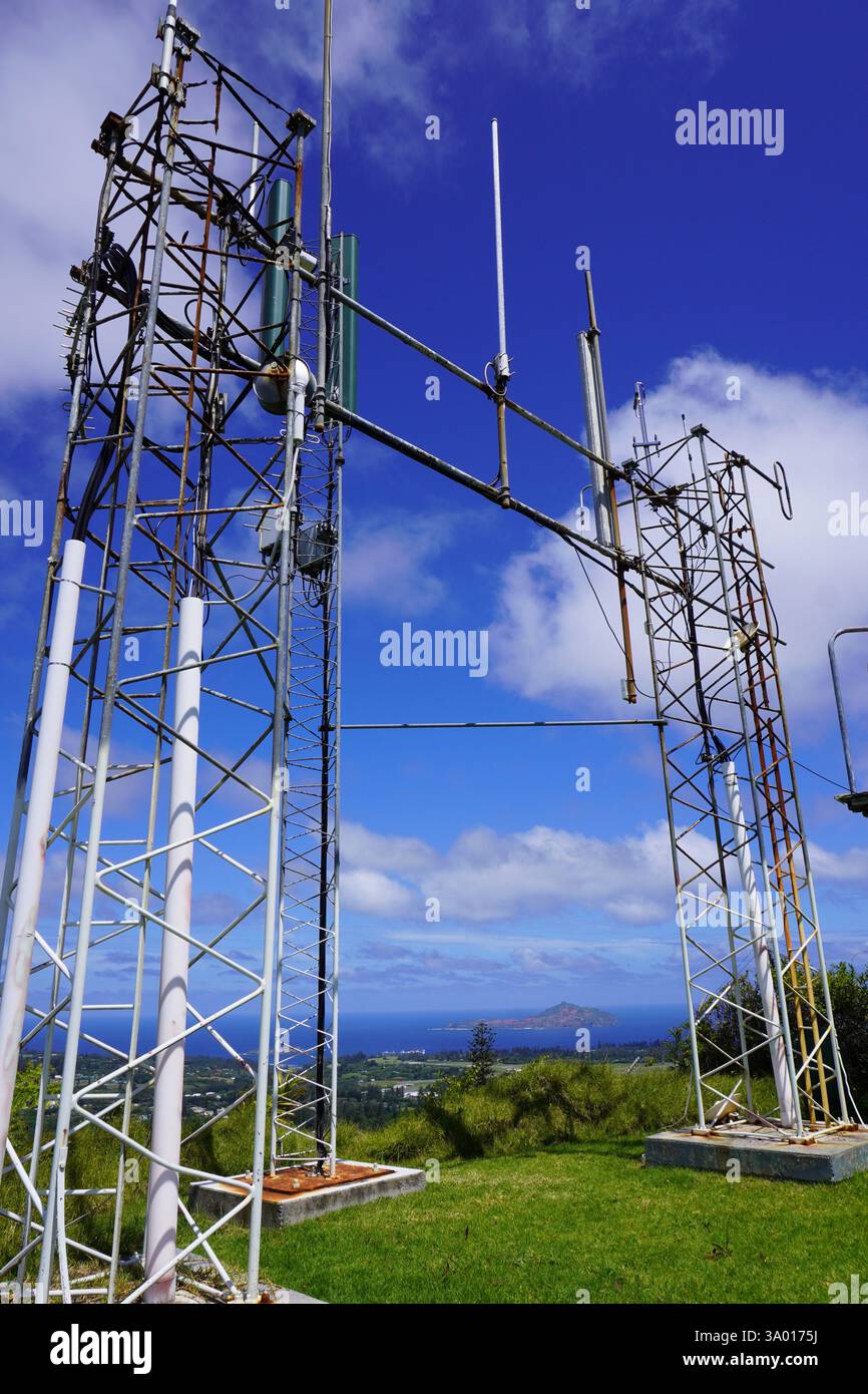 Communications Tower at Mount Pitt on Norfolk Island Stock Photo