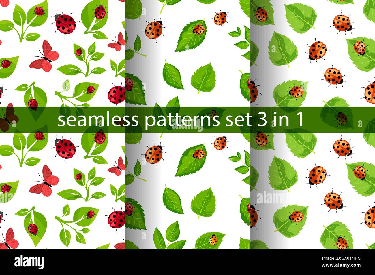 Ladybug Insect Pattern Featuring various insects Stock Vector Images - Alamy