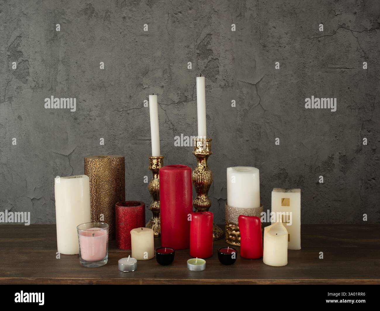 Handmade olive wax different forms pink color candle on a duotone ...