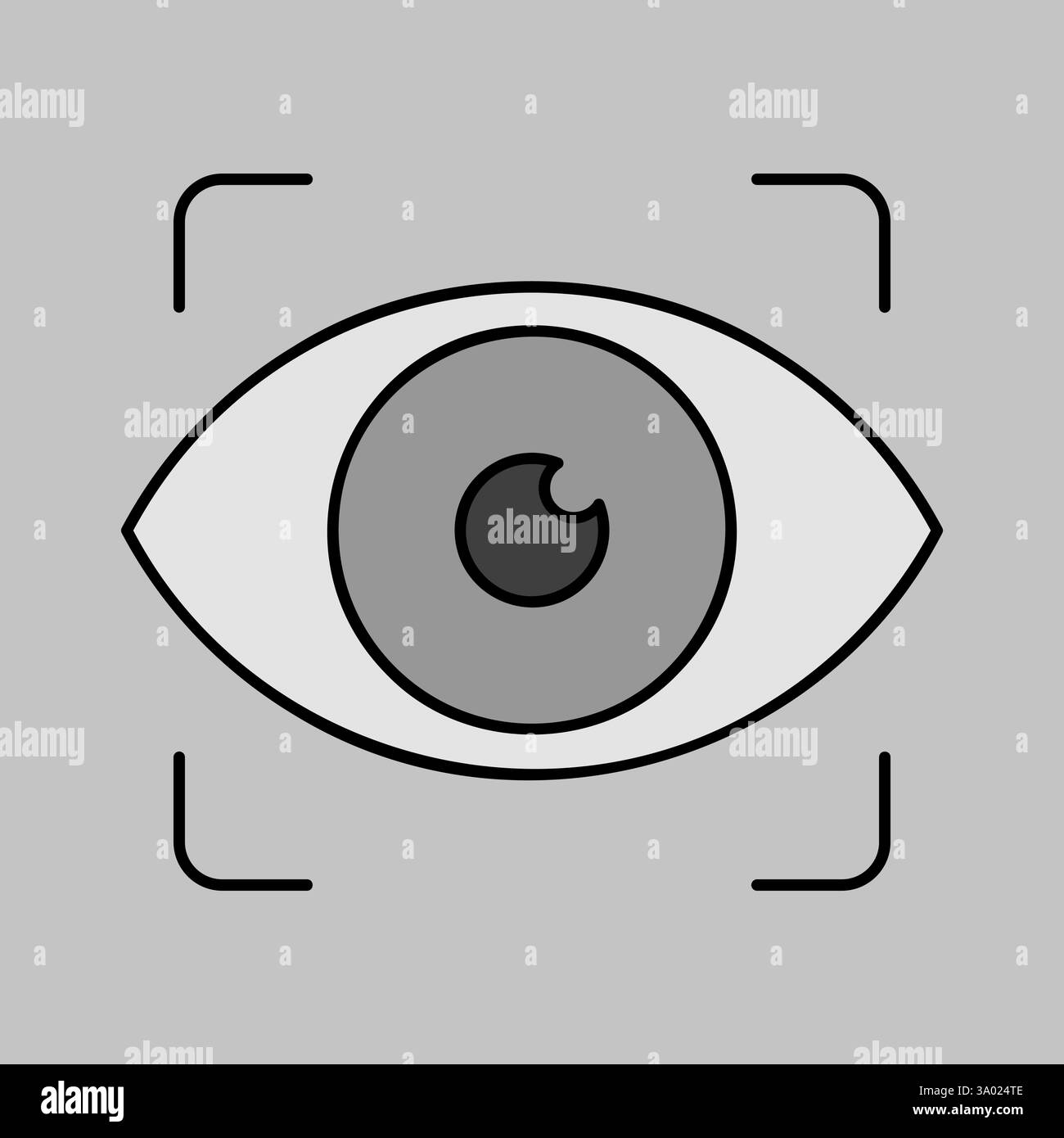 Eye scan vector grayscale icon. Retina check symbol. Security sign ...