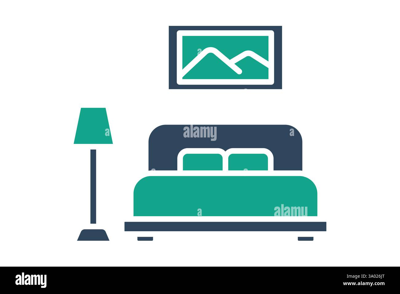 Bedroom icon. solid icon style. icon related to furniture. furniture elements vector illustration Stock Vector