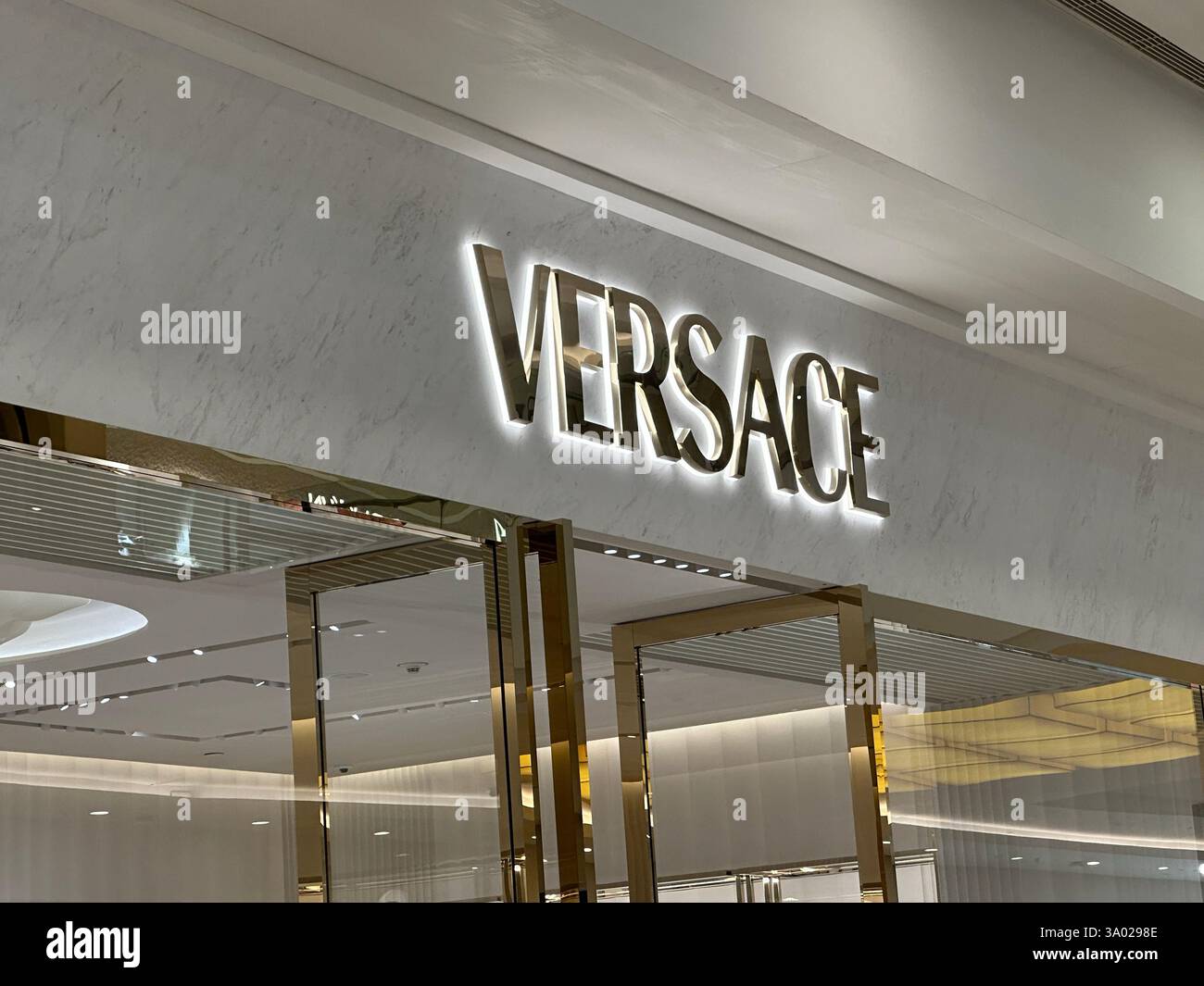 Nanning, China - Dec, 10, 2023.: Versace store. Versace is an Italian luxury fashion company. - Smartphone Captured Stock Image