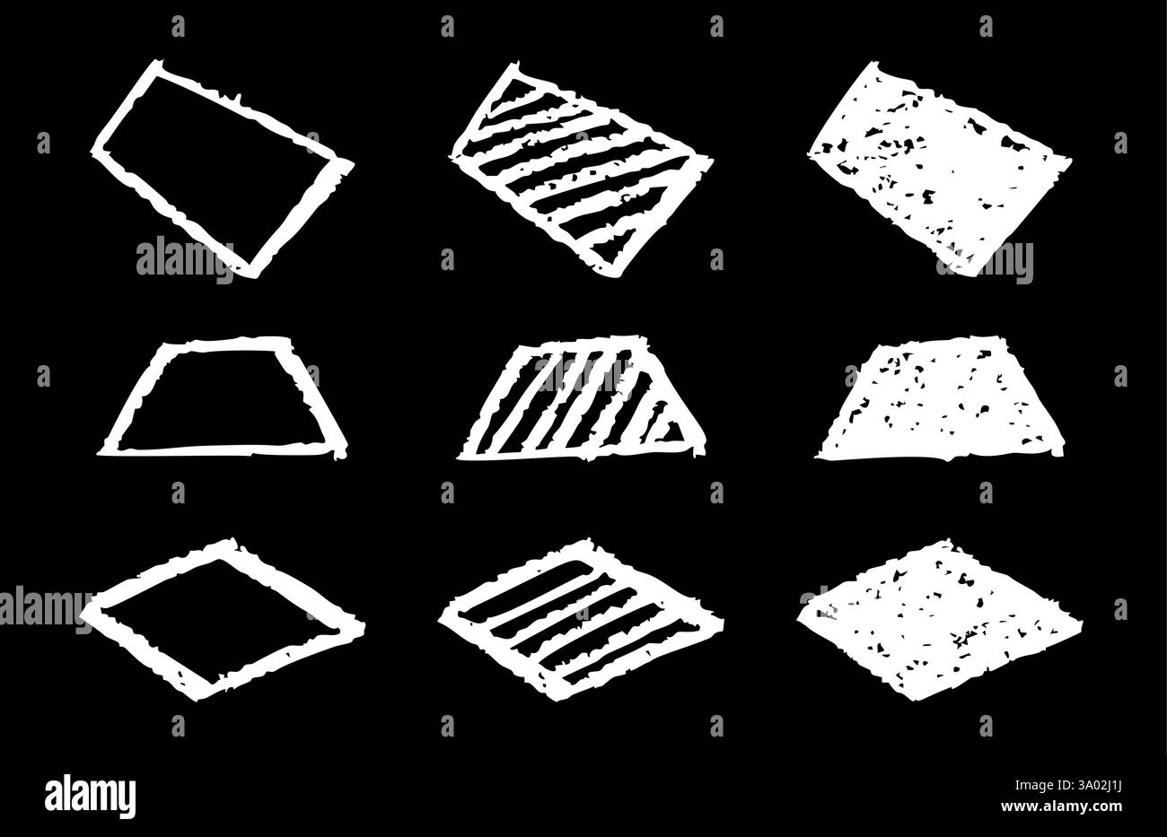 Set of abstract geometric basic shapes drawn with pastel white color or ...