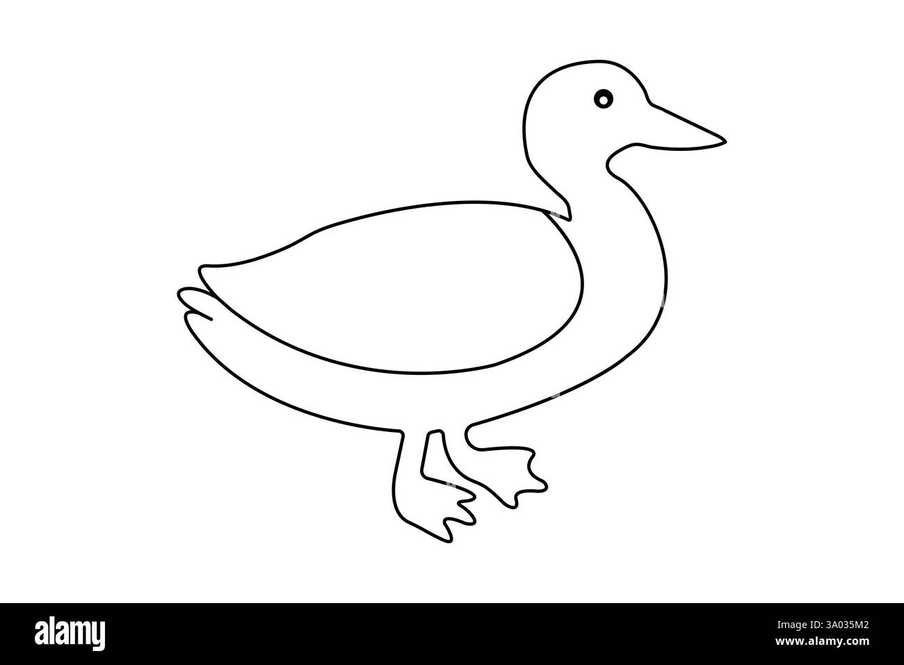Duck continuous one line drawing with outline vector illustration Stock Vector