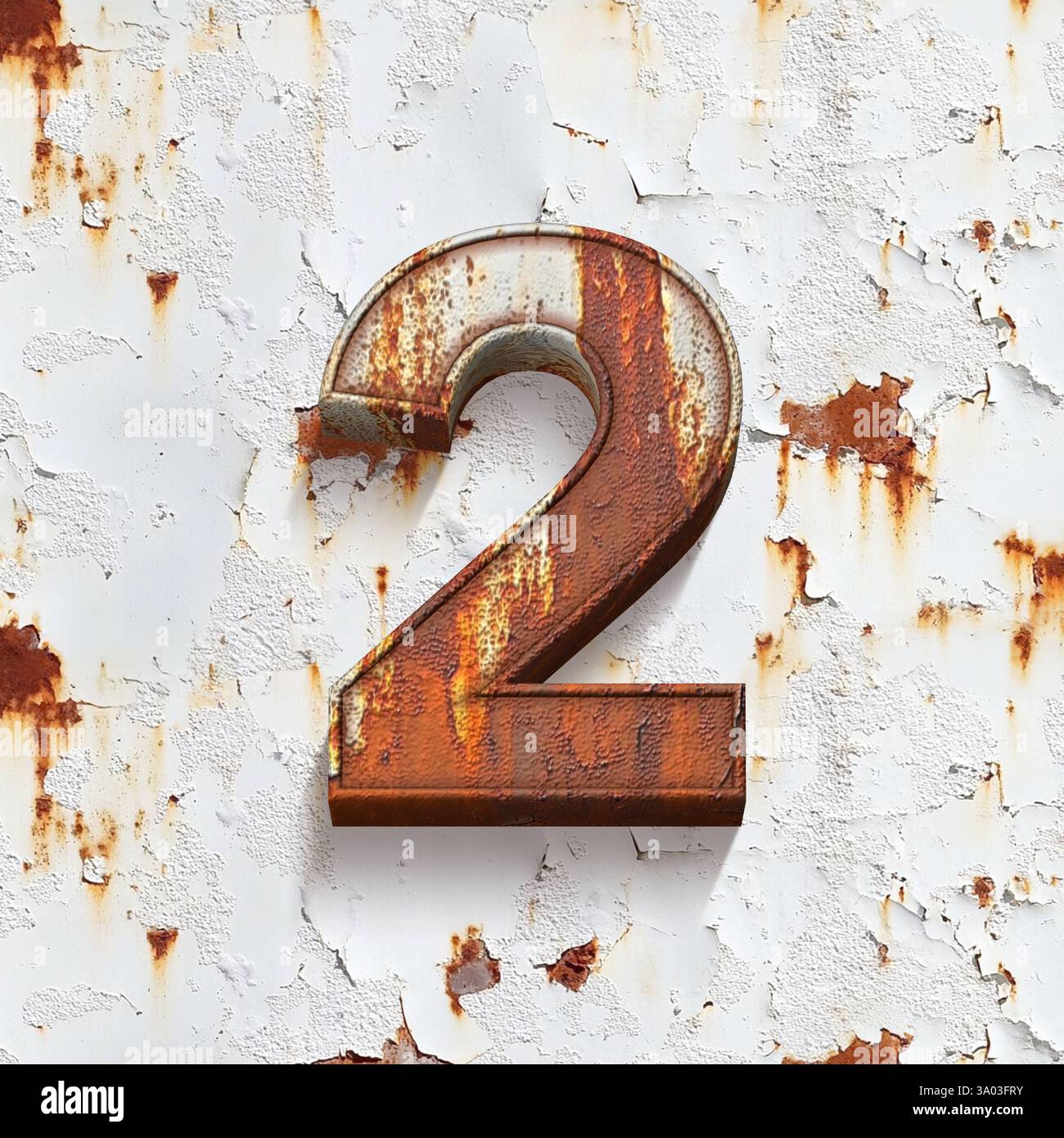set of rusty 3d numbers, 3d illustration, number 2 Stock Photo - Alamy