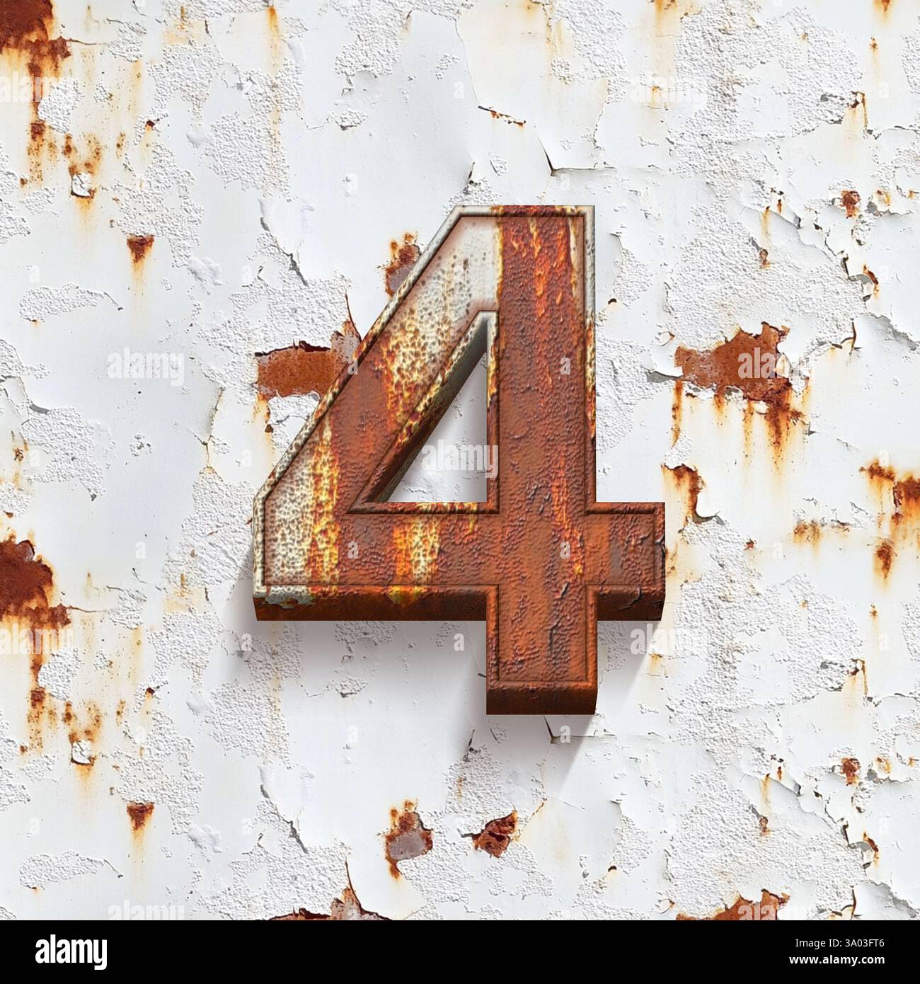 set of rusty 3d numbers, 3d illustration, number 4 Stock Photo - Alamy