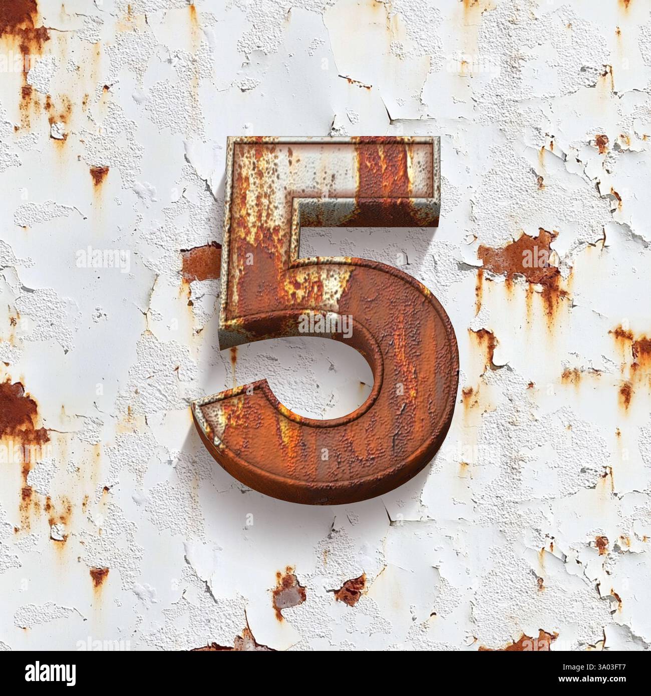 set of rusty 3d numbers, 3d illustration, number 5 Stock Photo - Alamy