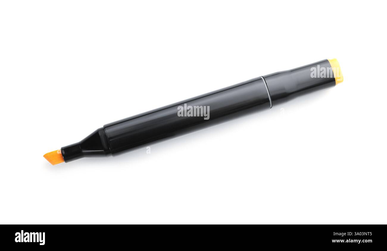 One double sided marker isolated on white, top view Stock Photo